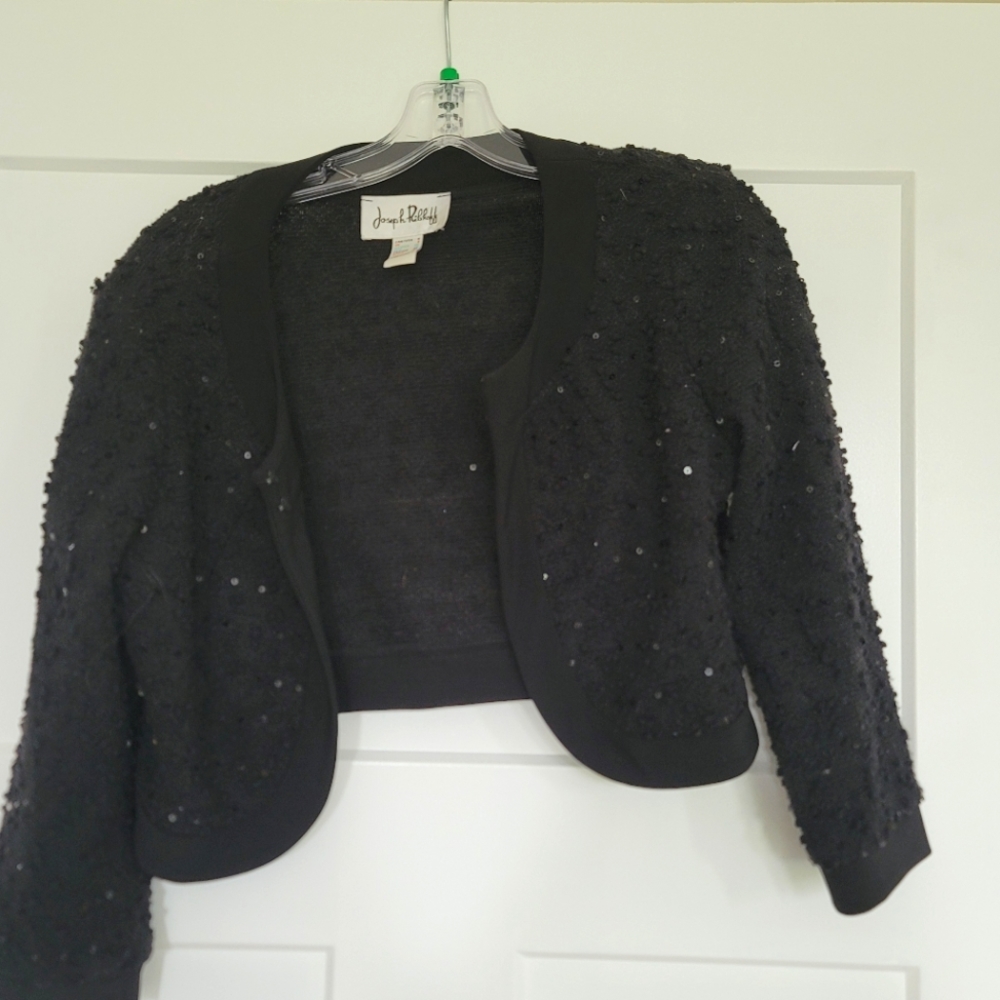 Joseph ribkoff black sequin shrug